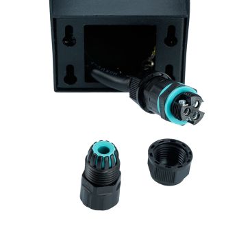 Розетка уличная Feron TM200, 220-230V, 16A, IP44, 70*70*300мм, черный, 52184