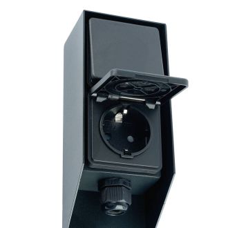 Розетка уличная Feron TM201, 220-230V, 16A, IP44, 70*60*380мм, черный, 52185
