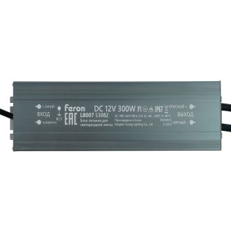 Трансформатор электронный для светодиодной ленты 300W 12V IP67 (драйвер), LB007 FERON, 53082