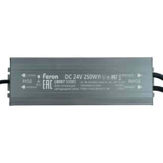 Трансформатор электронный для светодиодной ленты 250W 24V IP67 (драйвер), LB007 FERON, 53083