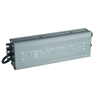 Трансформатор электронный для светодиодной ленты 250W 24V IP67 (драйвер), LB007 FERON, 53083