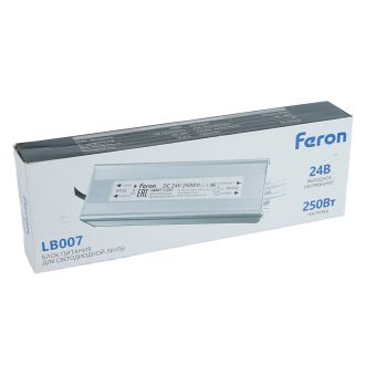 Трансформатор электронный для светодиодной ленты 250W 24V IP67 (драйвер), LB007 FERON, 53083