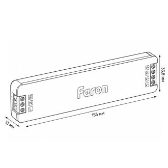 Трансформатор электронный для светодиодной ленты 150W 24V 153*33.8*13мм IP20 (драйвер), LB010 FERON, 53147