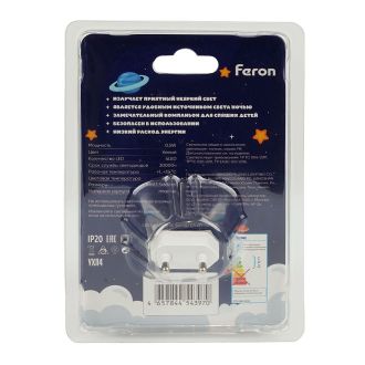 Светильник ночник Feron FN1174 0,5W 220V, белый, 53297