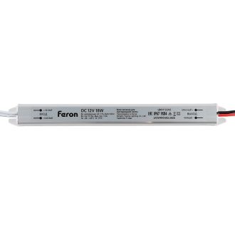 Трансформатор электронный для светодиодной ленты 18W 12V IP67 ( драйвер), LB011 FERON, 53312