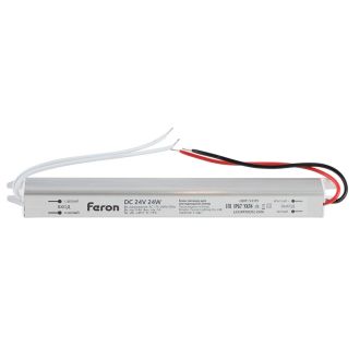 Трансформатор электронный для светодиодной ленты 24W 24V IP67 ( драйвер), LB011 FERON, 53319