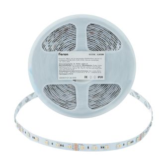 Лента светодиодная 60SMD(5050) RGBW-MIX 5 в 1 20Вт/м 24V 5000*12*1.44 мм RGB+2300К+6500K, IP20, LS508 FERON, 53336