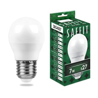 Лампа светодиодная SAFFIT SBG4507 Шарик E27 7W 230V 2700K, 55036