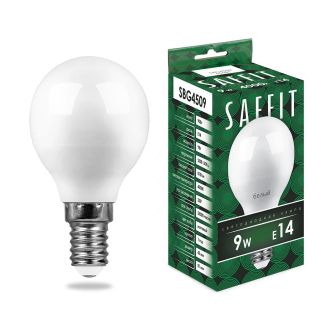 Лампа светодиодная SAFFIT SBG4509 Шарик E14 9W 230V 4000K, 55081