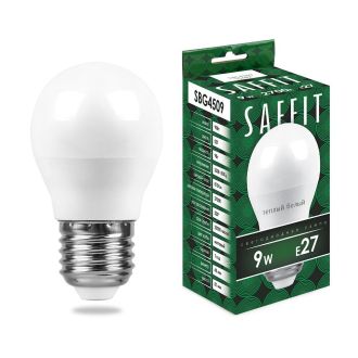 Лампа светодиодная SAFFIT SBG4509 Шарик E27 9W 230V 2700K, 55082