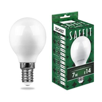 Лампа светодиодная SAFFIT SBG4507 Шарик E14 7W 230V 6400K, 55123