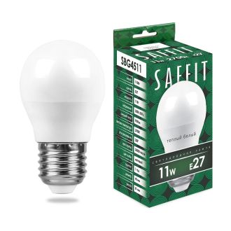 Лампа светодиодная SAFFIT SBG4511 Шарик E27 11W 230V 2700K, 55137