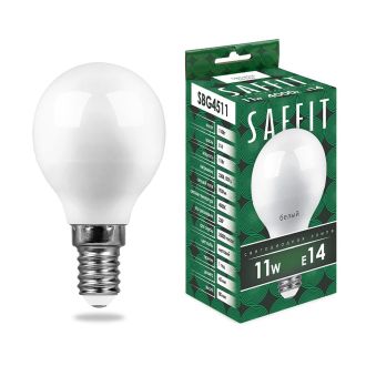 Лампа светодиодная SAFFIT SBG4511 Шарик E14 11W 230V 4000K, 55138