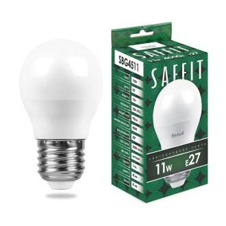 Лампа светодиодная SAFFIT SBG4511 Шарик E27 11W 230V 4000K, 55139