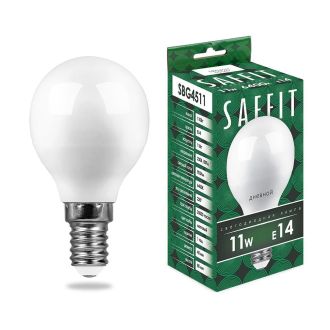 Лампа светодиодная SAFFIT SBG4511 Шарик E14 11W 230V 6400K, 55140