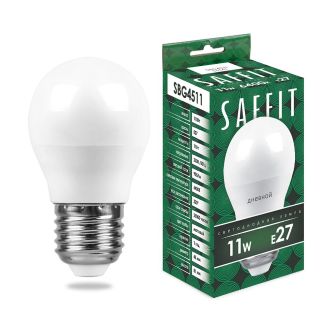 Лампа светодиодная SAFFIT SBG4511 Шарик E27 11W 230V 6400K, 55141