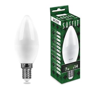 Лампа светодиодная SAFFIT SBC3707 Свеча E14 7W 230V 6400K, 55169