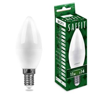 Лампа светодиодная SAFFIT SBC3711 Свеча E14 11W 230V 6400K, 55171