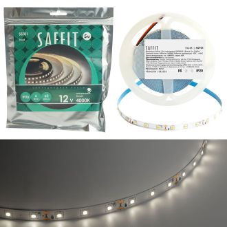 Лента светодиодная SST01 SAFFIT 60SMD(2835)/m 6Вт/м 12V 5000*8*1.22мм 4000K, IP20, 55238