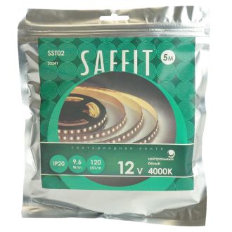 Лента светодиодная SST02 SAFFIT 120SMD(2835)/м 9.6Вт/м 12V 5000*8*1.22мм 4000К, IP20, 55241