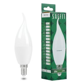 Лампа светодиодная SAFFIT SBC3720 Свеча на ветру E14 20W 230V 6400K, 55276