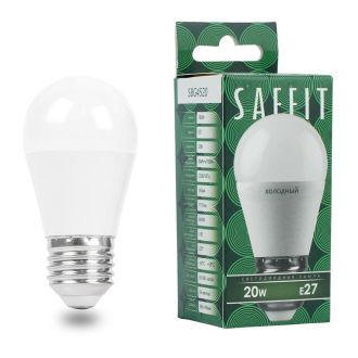 Лампа светодиодная SAFFIT SBG4520 Шарик E27 20W 230V 6400K, 55278