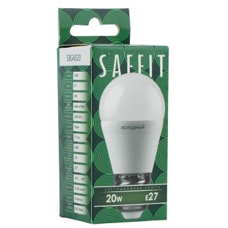 Лампа светодиодная SAFFIT SBG4520 Шарик E27 20W 230V 6400K, 55278