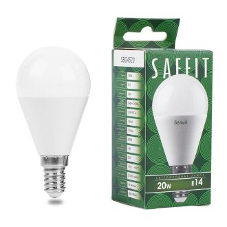 Лампа светодиодная SAFFIT SBG4520 Шарик E14 20W 230V 4000K, 55279