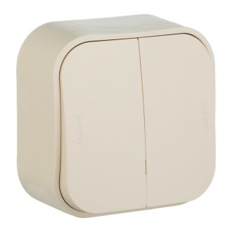 Выключатель двухклавишный слоновая кость, Quteo, Legrand (IEK) 7822321
