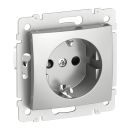 Розетка с защитными шторками цвета алюминий, Valena, Legrand (IEK) 6943431