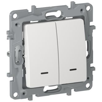 Выключатель двухклавишный с подсветкой молочный, Etika, Legrand (IEK) 6710041