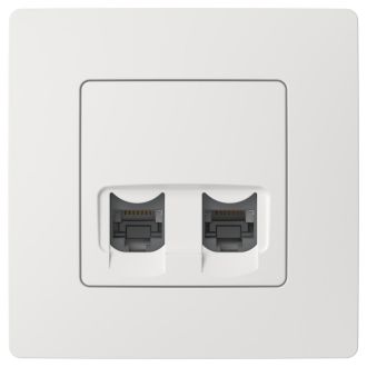 Розетка RJ-45 2 разъема кат. 5 молочная, Etika