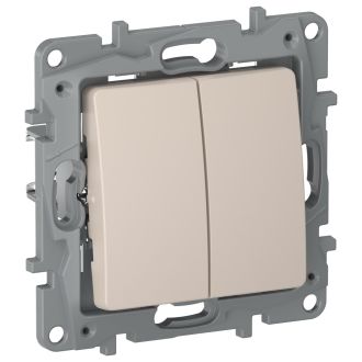 Выключатель-переключатель двухклавишный песочный, Etika Plus, Legrand (IEK) 6711121