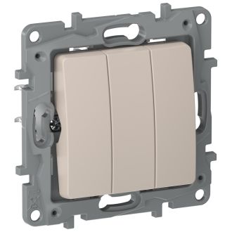 Выключатель трехклавишный песочный, Etika Plus, Legrand (IEK) 6711431