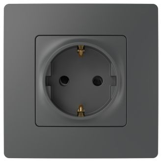 Розетка со шторками цвета графит, Etika, Legrand (IEK) 6712221