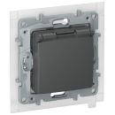 Розетка IP 44 с откидной крышкой и шторками автоматические зажимы цвета графит, Etika, Legrand (IEK) 6712261 Розетка IP 44 с откидной крышкой и шторками автоматические зажимы цвета графит, Etika, Legrand (IEK) 6712261