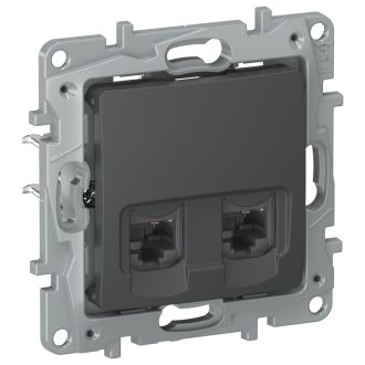 Розетка RJ-45 2 разъема кат. 6 цвета графит, Etika, Legrand (IEK) 6712541