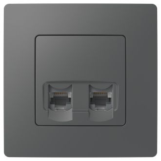 Розетка RJ-45 2 разъема кат. 5 цвета графит, Etika