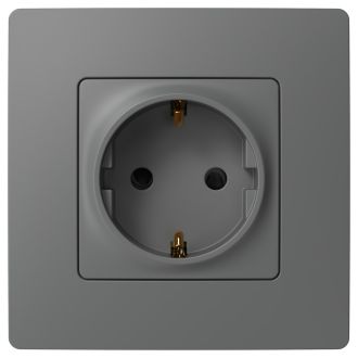 Розетка со шторками цвета мокрый асфальт, Etika, Legrand (IEK) 6715221