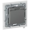 Розетка IP 44 с откидной крышкой и шторками автоматические зажимы цвета мокрый асфальт, Etika, Legrand (IEK) 6715261 Розетка IP 44 с откидной крышкой и шторками автоматические зажимы цвета мокрый асфальт, Etika, Legrand (IEK) 6715261