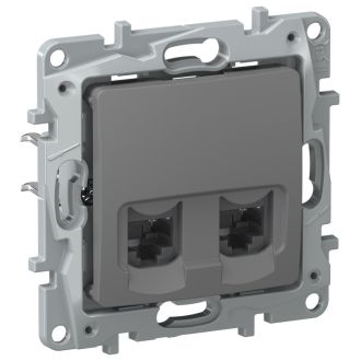 Розетка RJ-45 2 разъема кат. 6 цвета мокрый асфальт, Etika, Legrand (IEK) 6715541