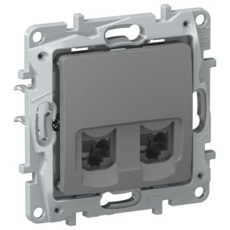 Розетка RJ-45 2 разъема кат. 5 цвета мокрый асфальт, Etika