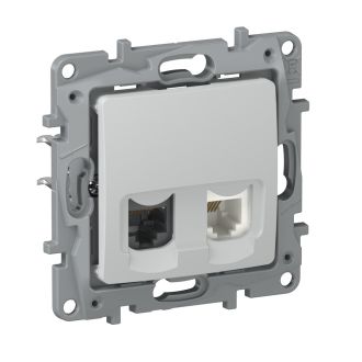 Розетка RJ-11 + RJ-45 2 разъема кат. 5 цвета галька, Etika, Legrand (IEK) 6716521
