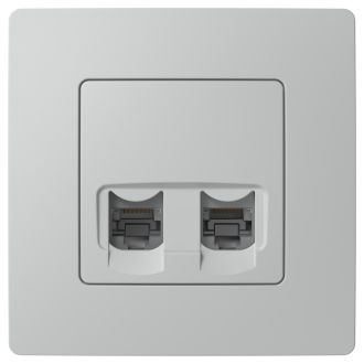 Розетка RJ-45 2 разъема кат. 5 цвета галька, Etika