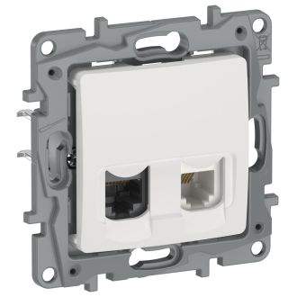 Розетка RJ-11 + RJ-45 2 разъема кат. 5 молочная, Etika, Legrand (IEK) 6720521
