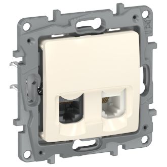 Розетка RJ-11 + RJ-45 2 разъема кат. 5 слоновая кость, Etika, Legrand (IEK) 6723521
