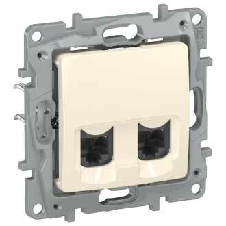 Розетка RJ-45 2 разъема кат. 5 словновая кость, Etika