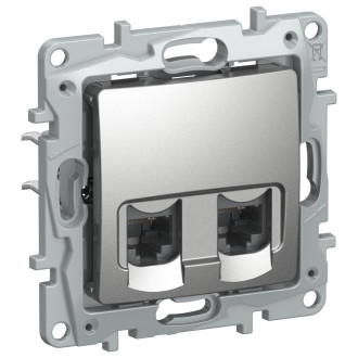 Розетка RJ-45 2 разъема кат. 5 цвета алюминий, Etika