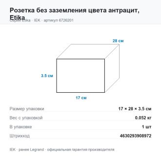 Розетка без заземления цвета антрацит, Etika, Legrand (IEK) 6726201