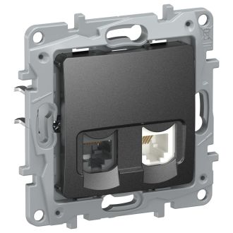 Розетка RJ-11 + RJ-45 2 разъема кат. 5 цвета антрацит, Etika, Legrand (IEK) 6726521